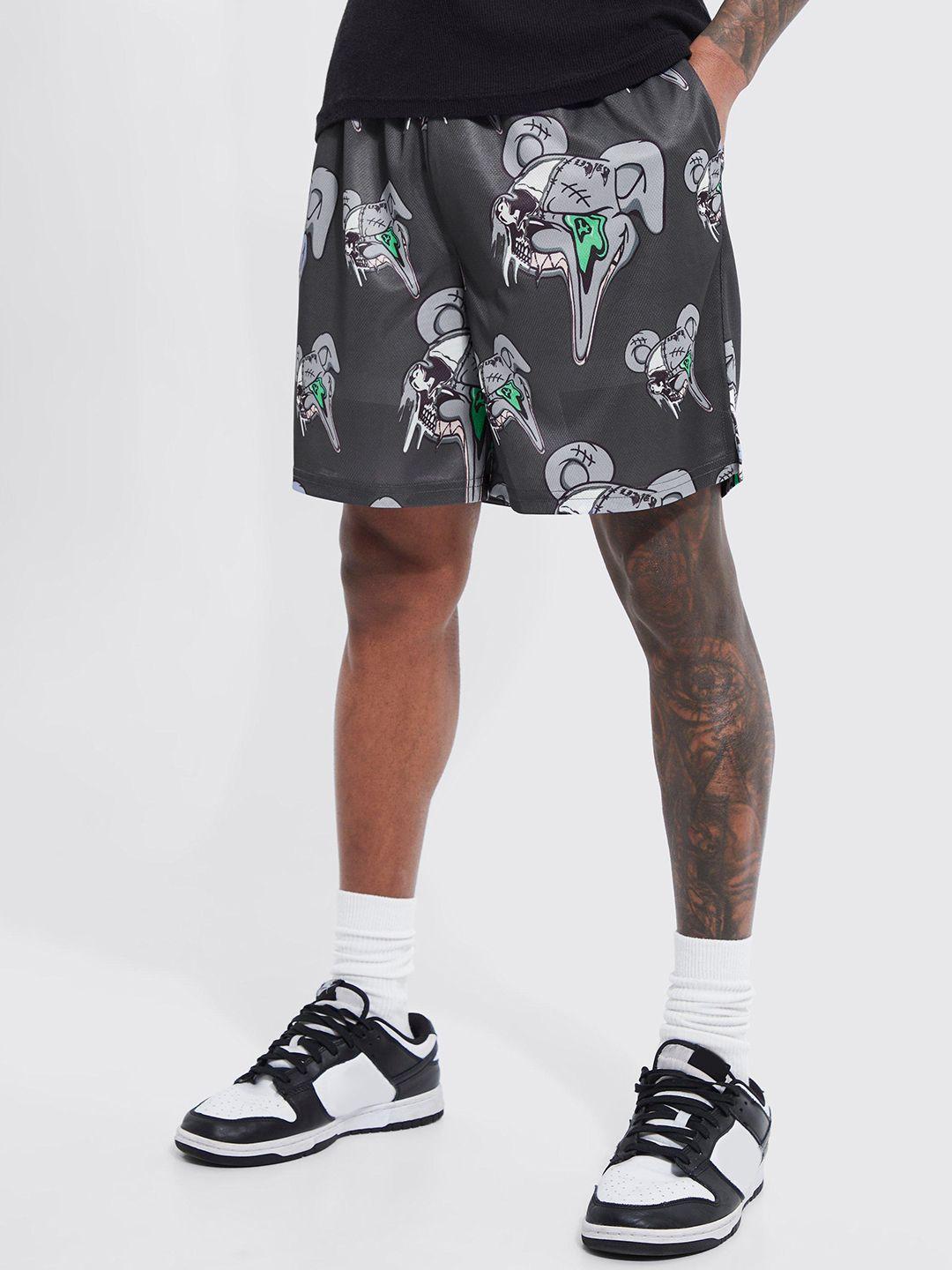 boohooman loose fit conversational printed basketball shorts