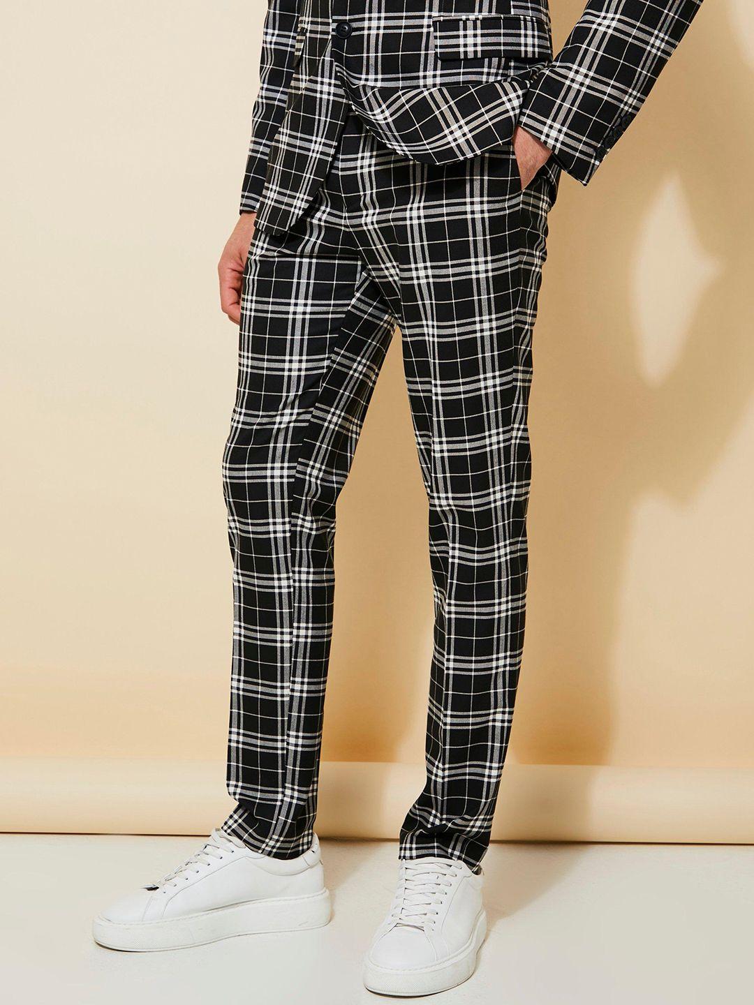 boohooman men checked skinny fit trousers