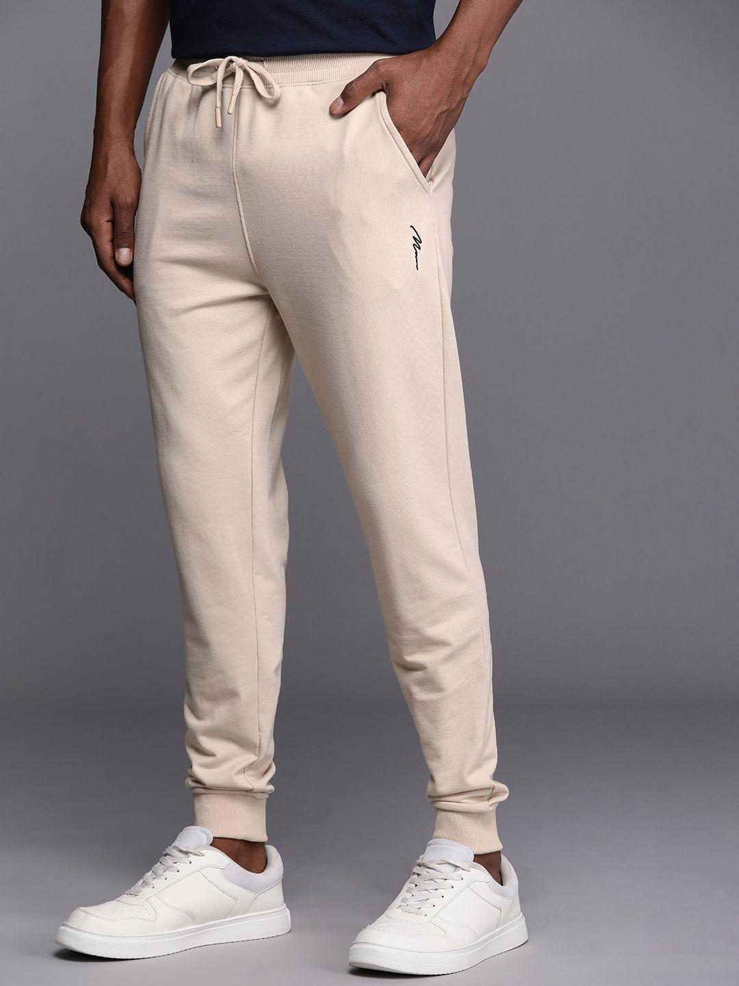 boohooman men mid-rise solid joggers