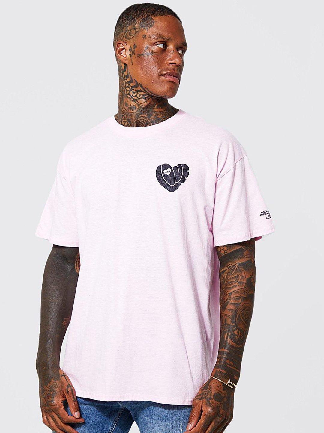 boohooman men oversized love logo drop-shoulder sleeves t-shirt