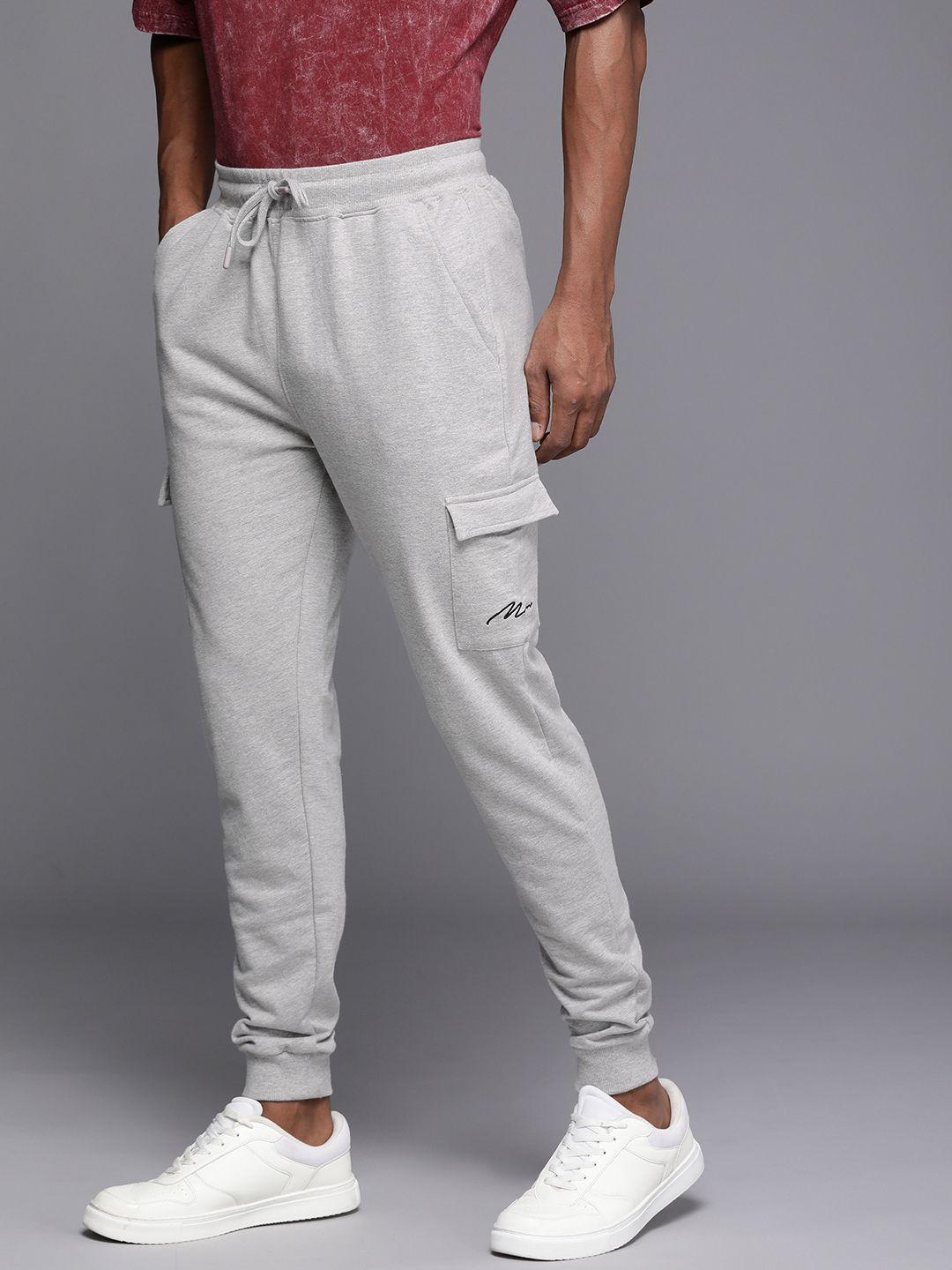 boohooman men solid skinny fit joggers