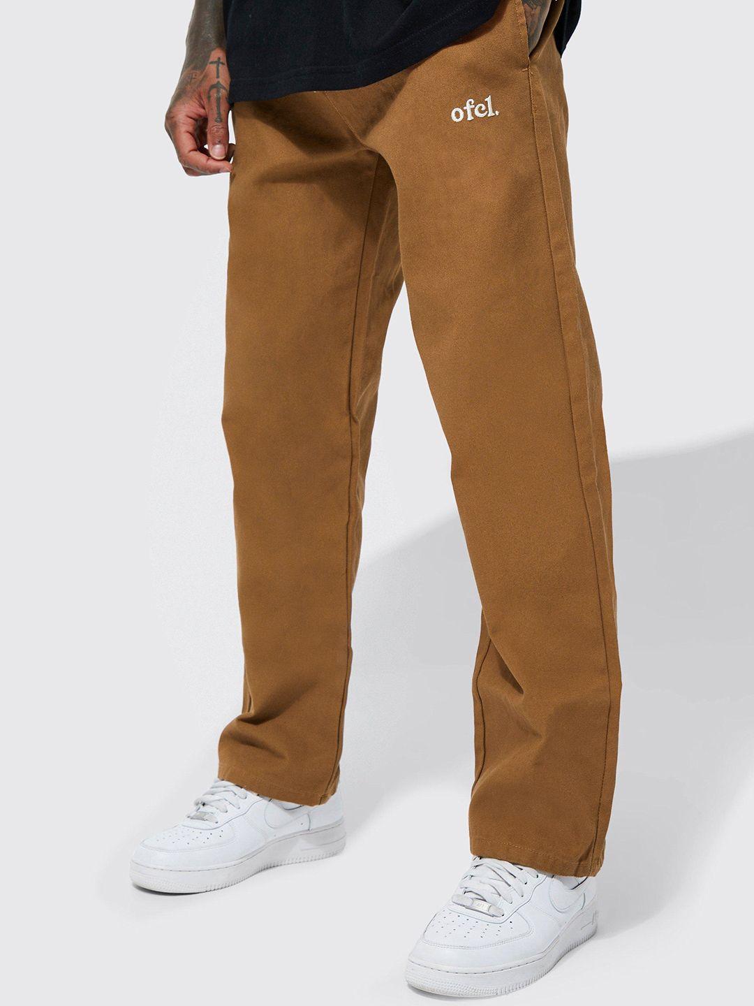 boohooman men straight fit pure cotton trousers