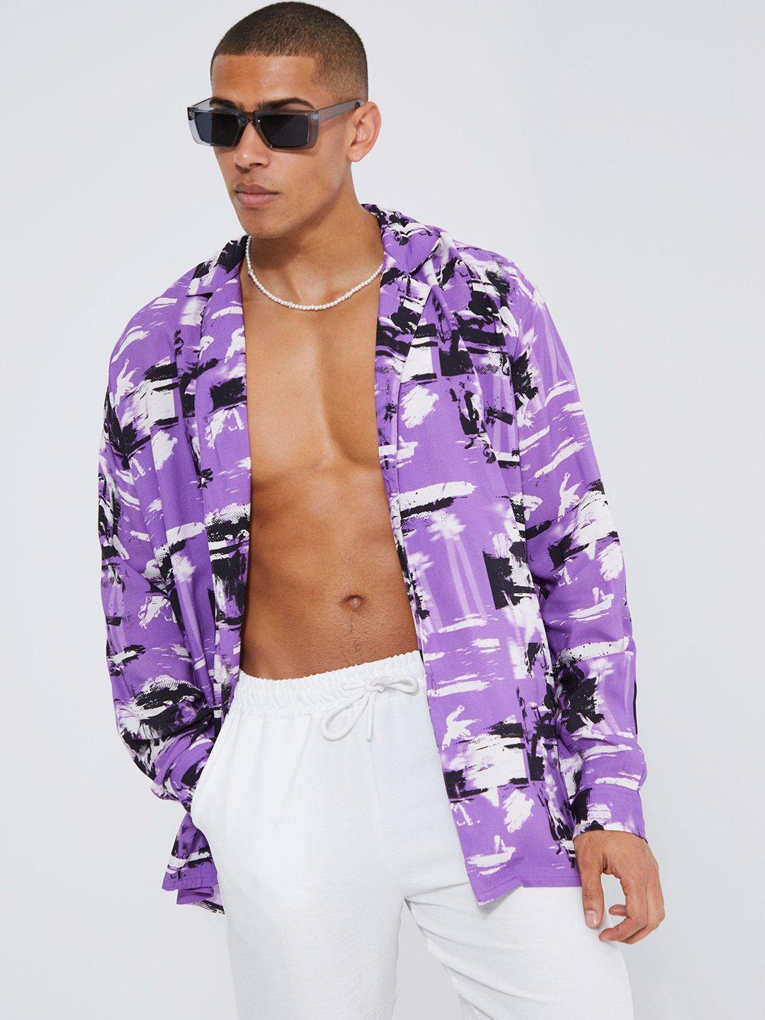 boohooman opaque printed oversized shirt