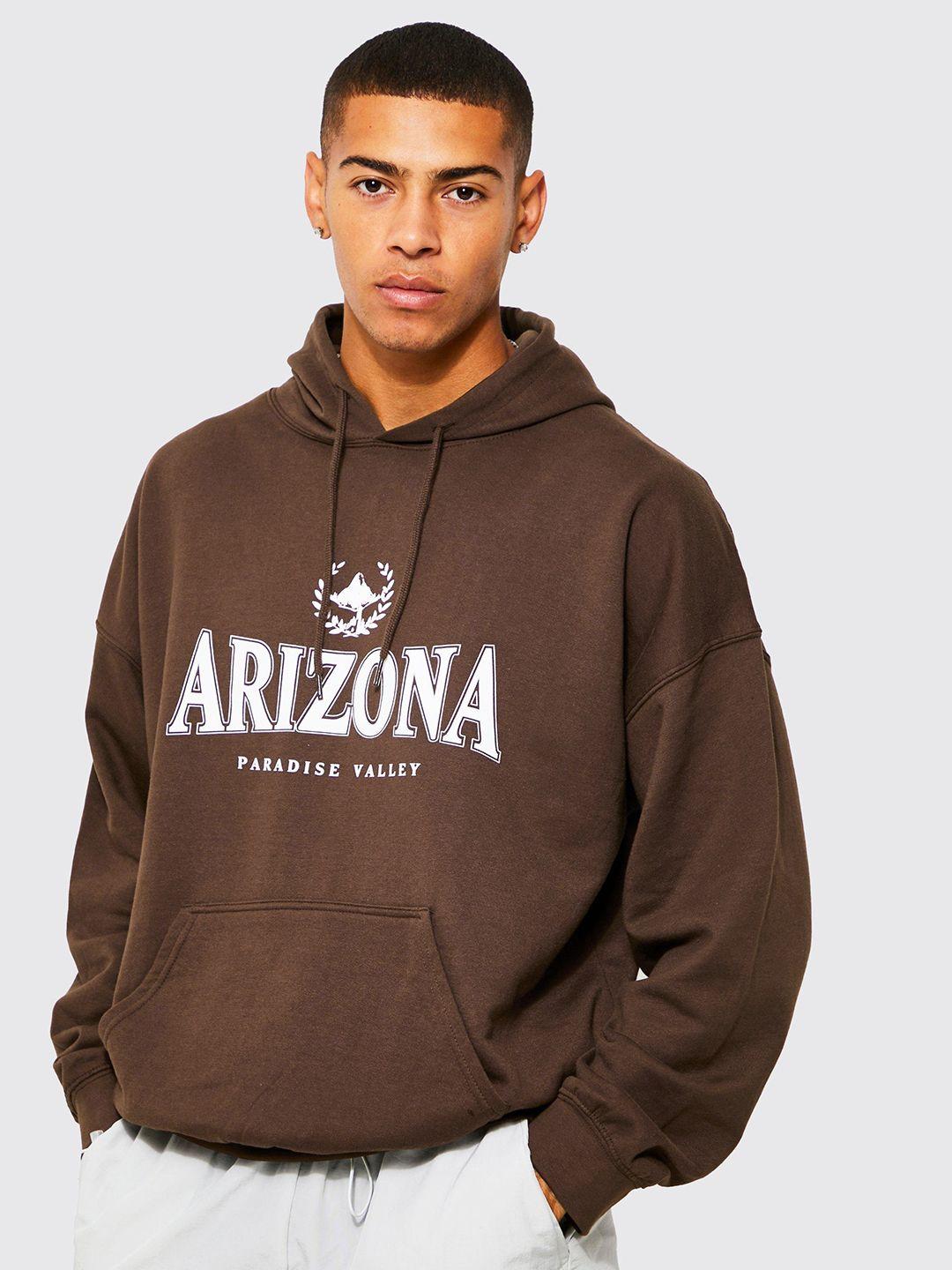 boohooman oversized arizona printed hooded sweatshirt