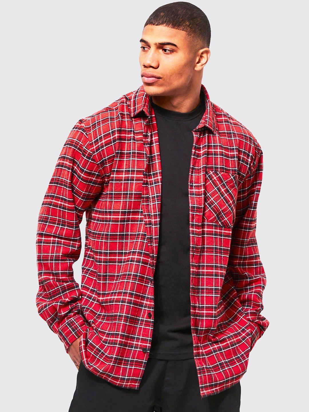 boohooman oversized checked casual shacket