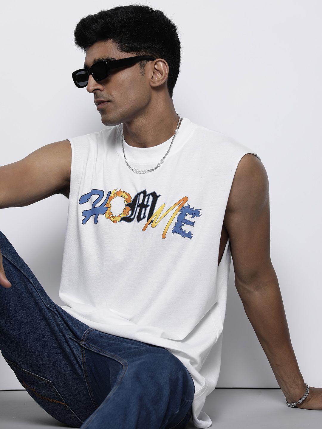 boohooman oversized cotton typography printed tank t-shirt