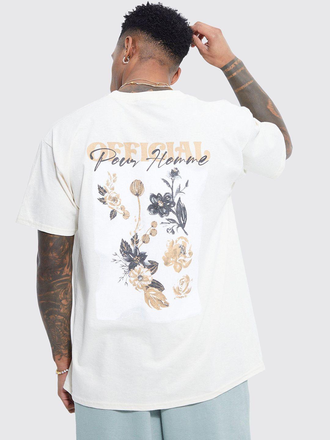 boohooman oversized floral printed pure cotton t-shirt