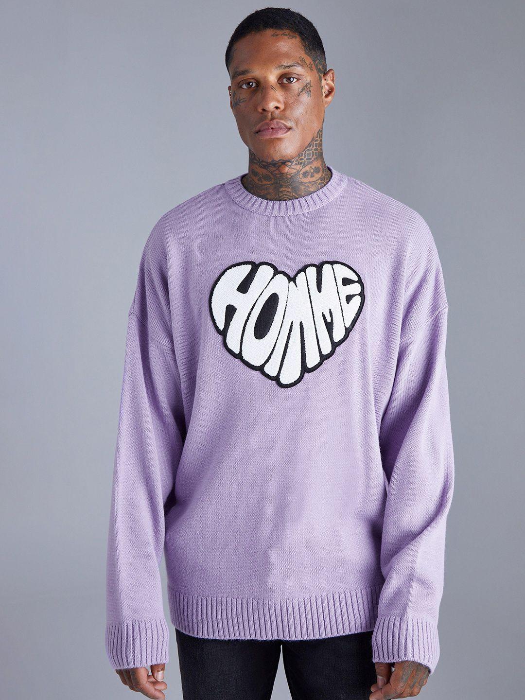 boohooman oversized pullover with applique detail