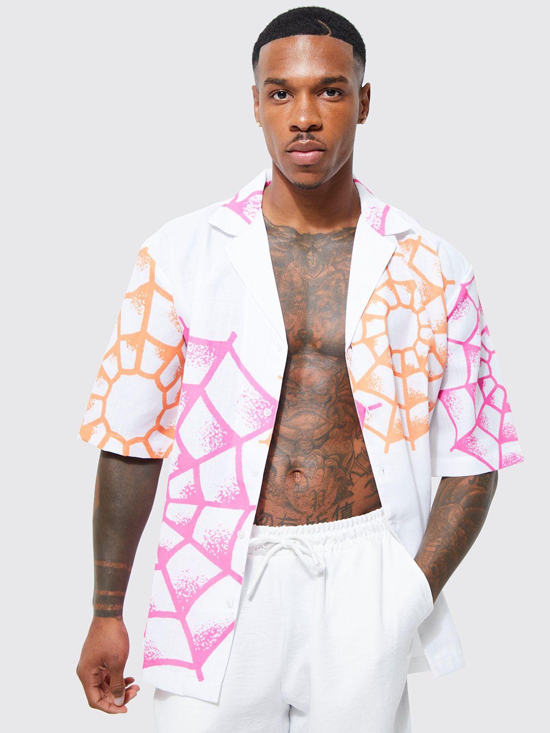 boohooman printed drop-shoulder sleeve shirt