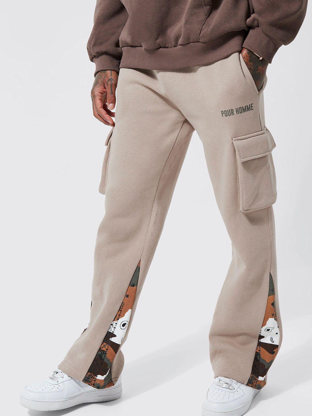 boohooman printed hem cargo track pants