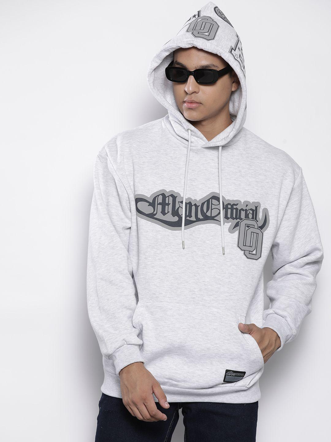 boohooman printed hooded oversized sweatshirt