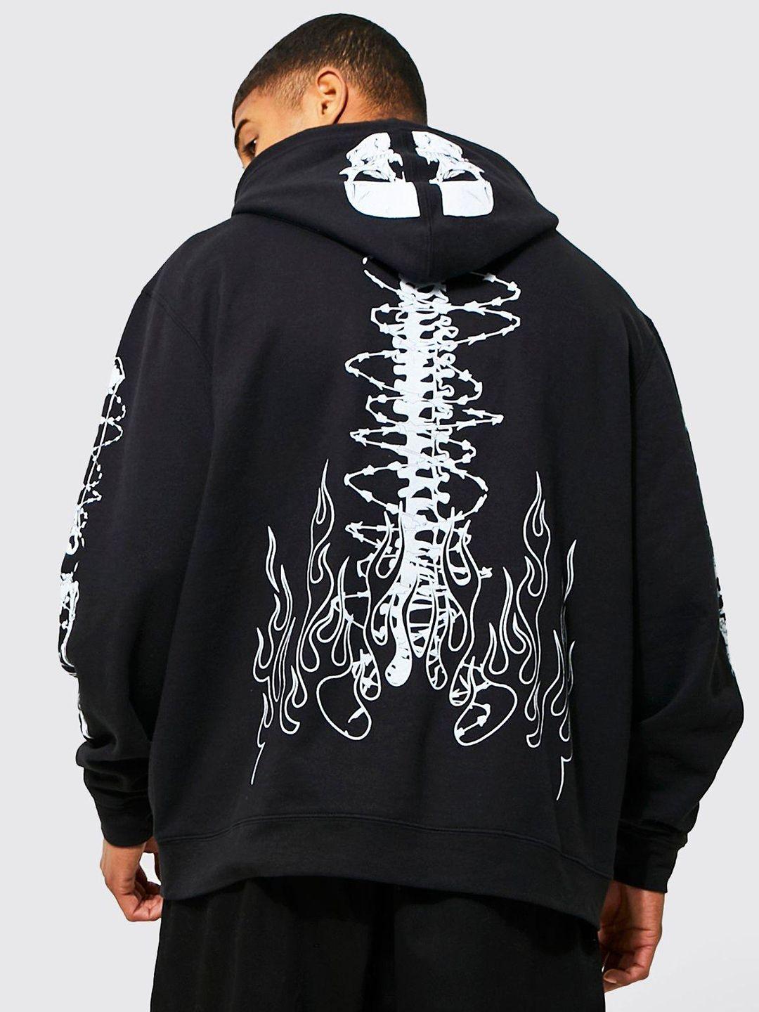 boohooman printed oversized hooded sweatshirt