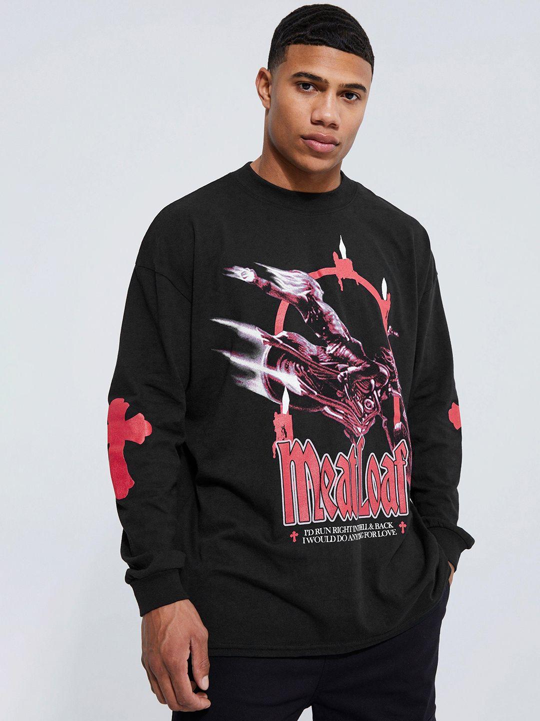 boohooman printed oversized sweatshirt