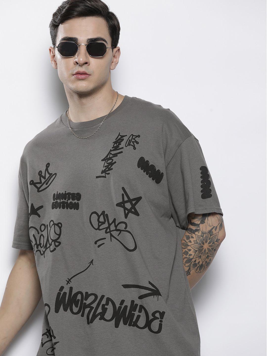 boohooman printed pure cotton oversized t-shirt