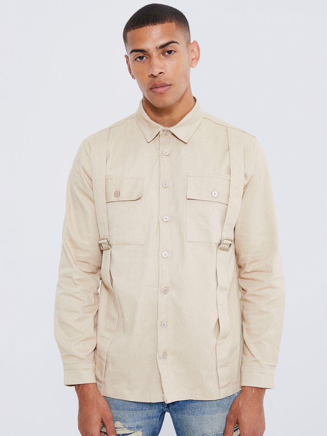 boohooman pure cotton pocket detail casual shirt