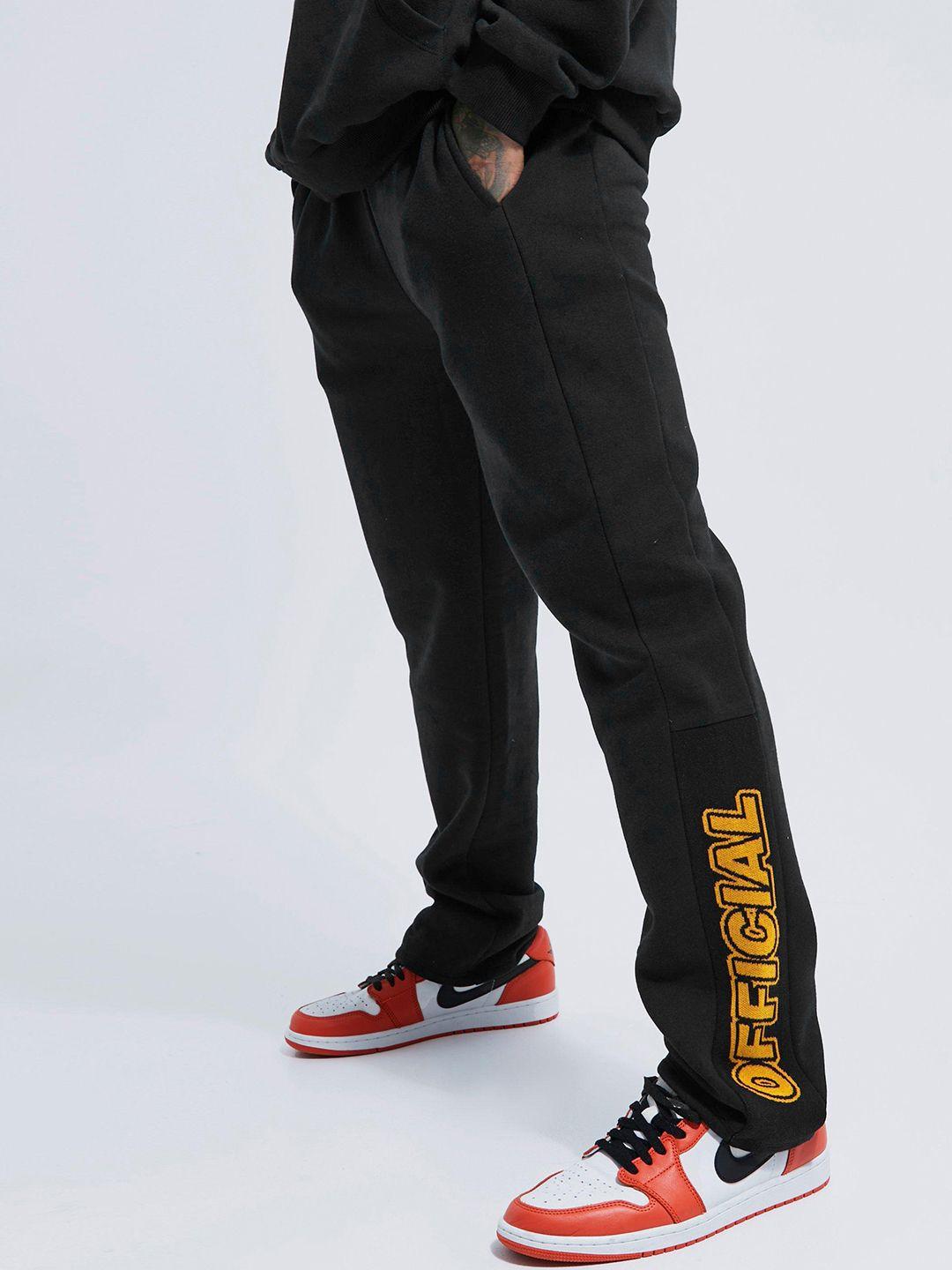 boohooman regular fit official jacquard panel track pants