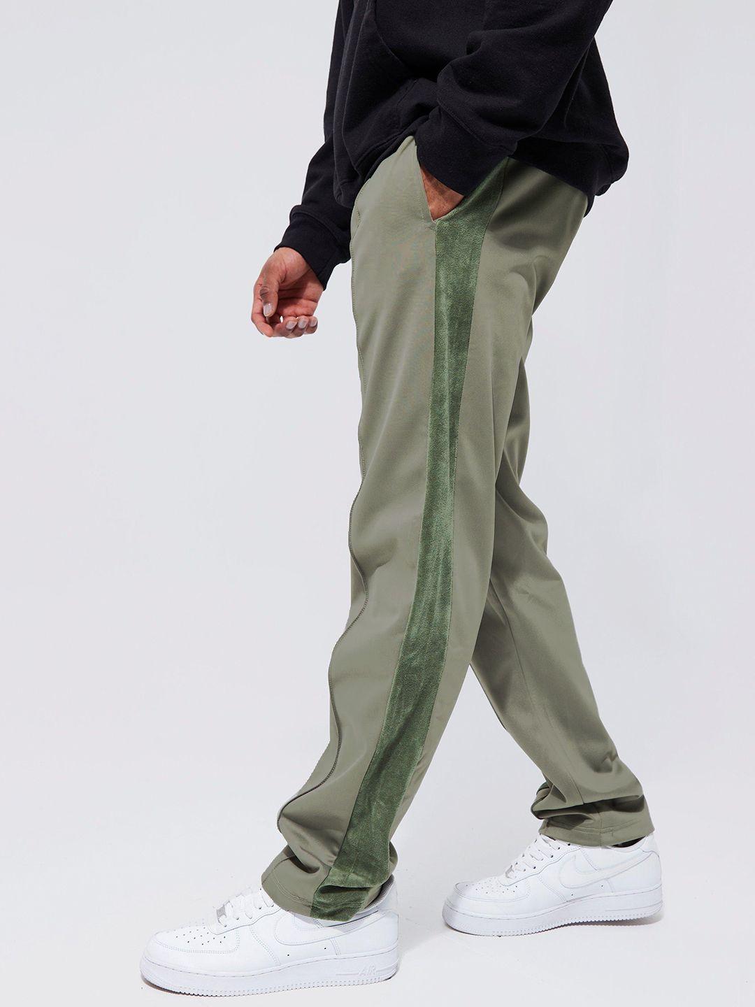 boohooman regular fit tricot velour panel track pants