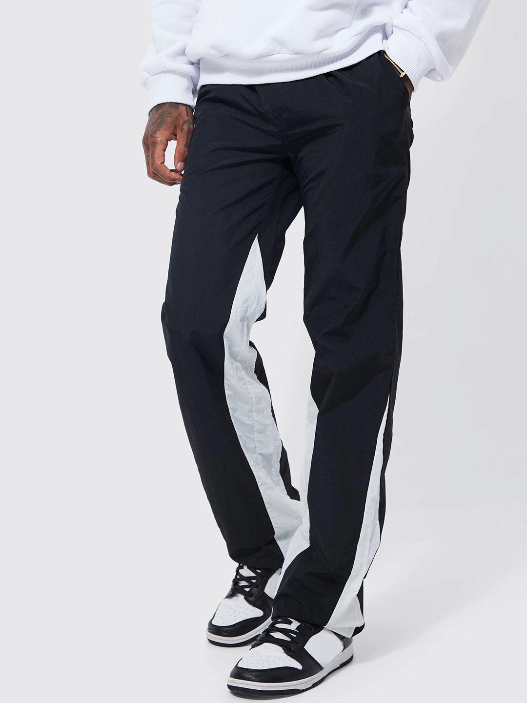 boohooman relaxed fit colourblocked trousers