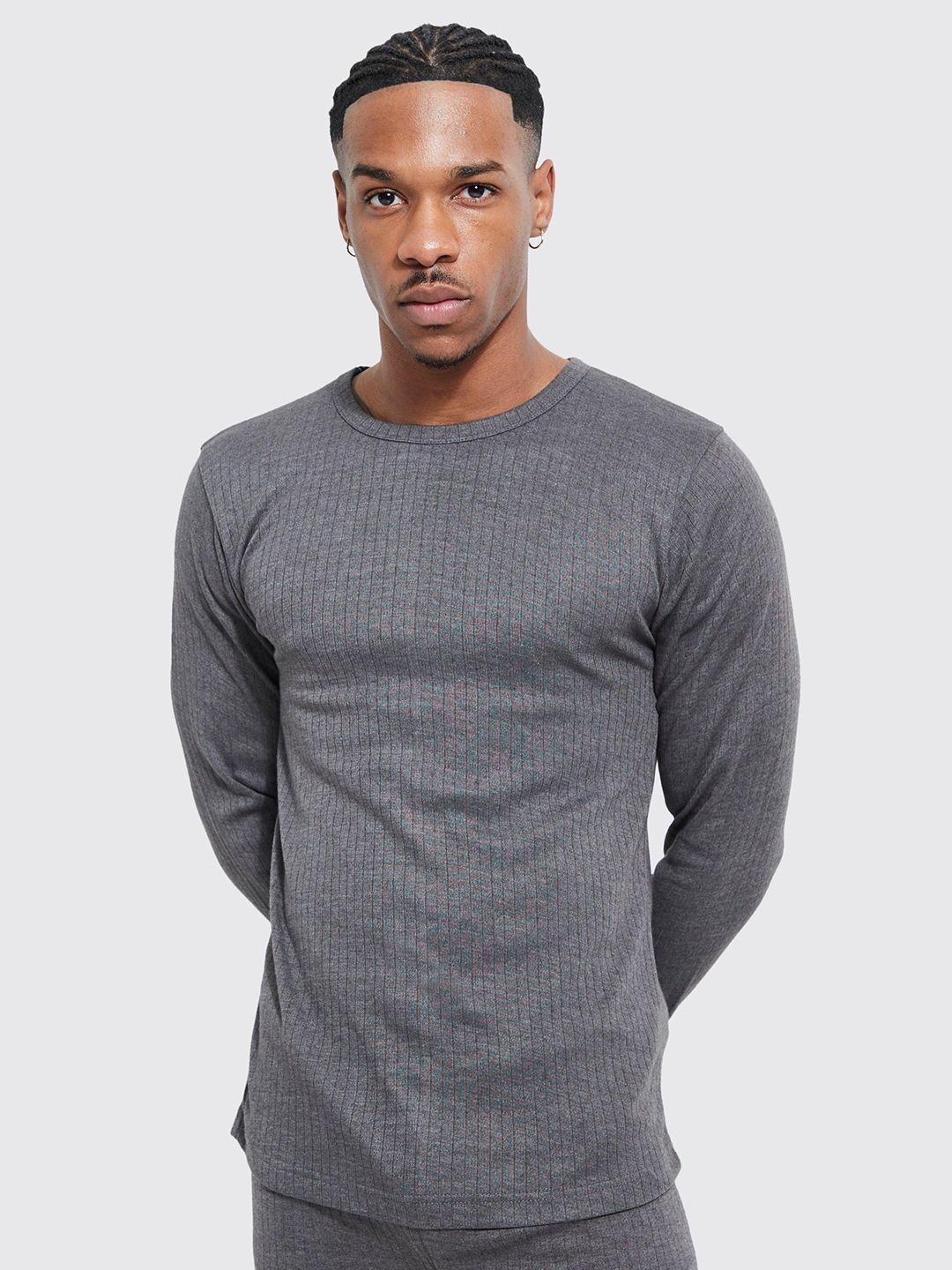 boohooman ribbed thermal t-shirt