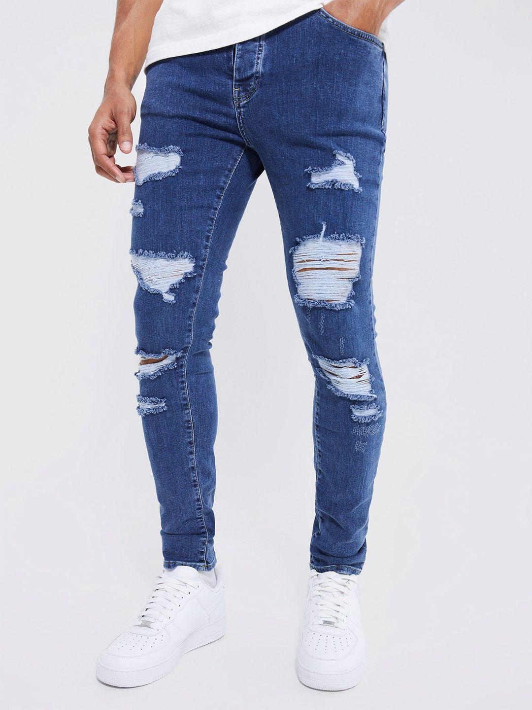 boohooman skinny fit highly distressed stretchable jeans