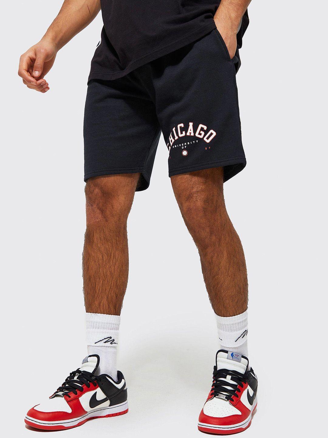 boohooman slim fit chicago print detail jersey shorts