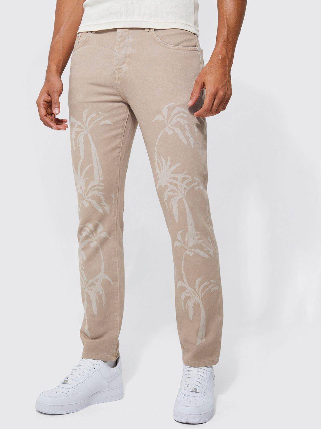 boohooman slim fit printed  jeans