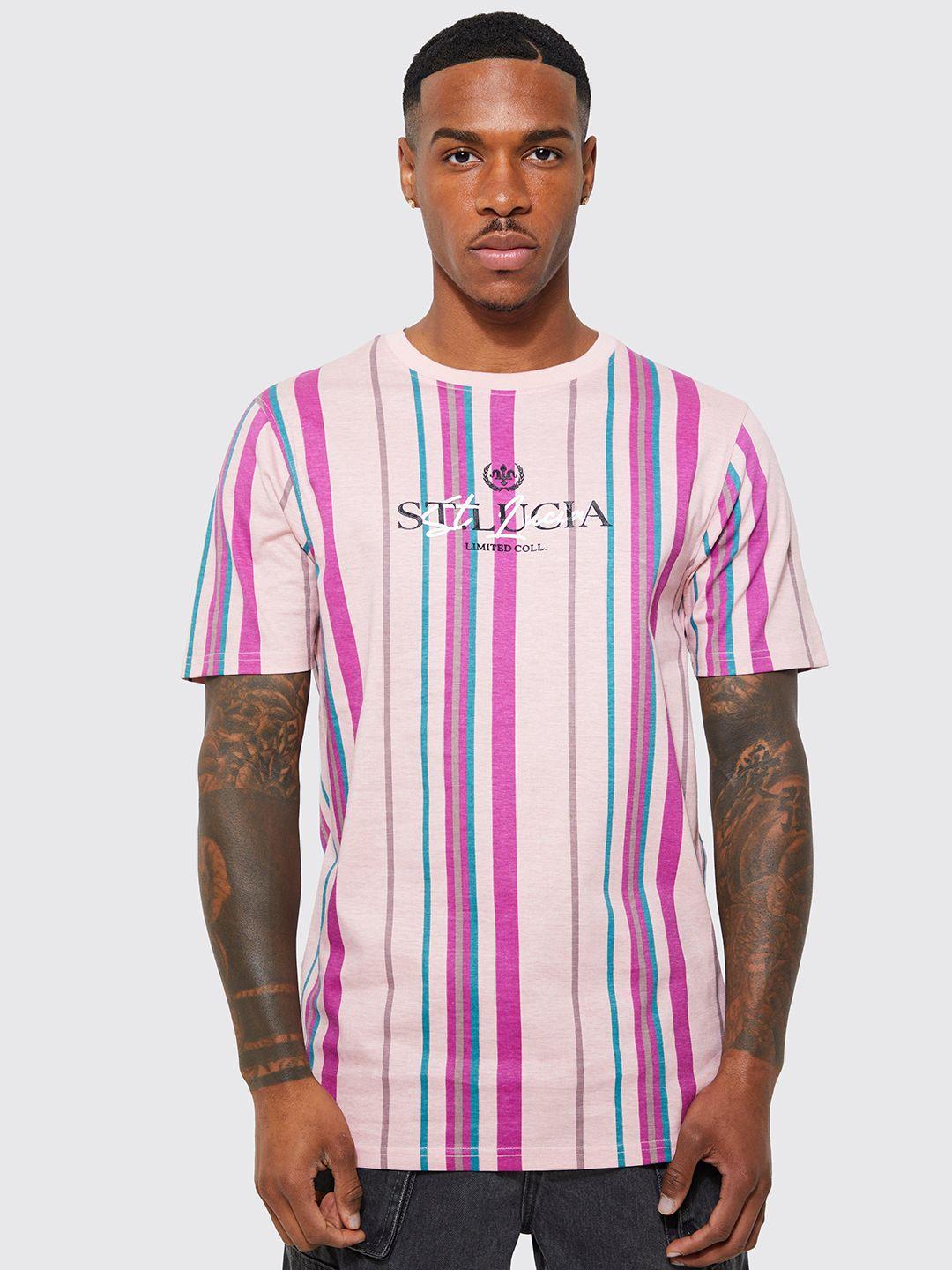 boohooman slim fit striped pure cotton t-shirt