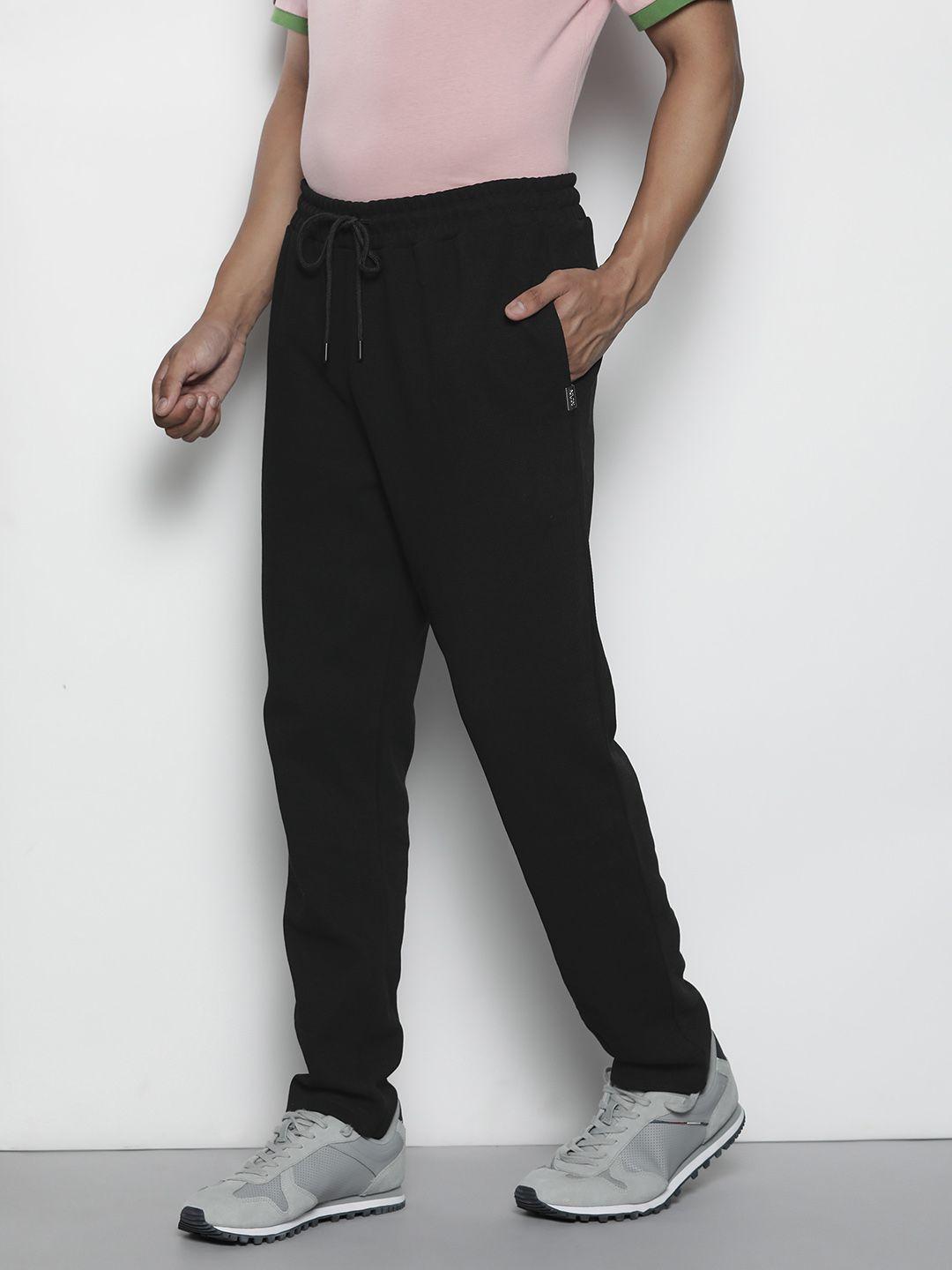 boohooman smart tapered diagonal interlock track pants