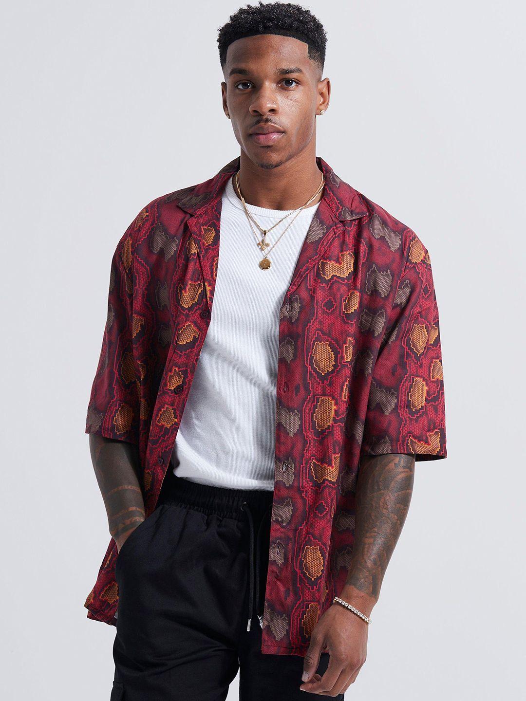 boohooman snake skin printed casual shirt