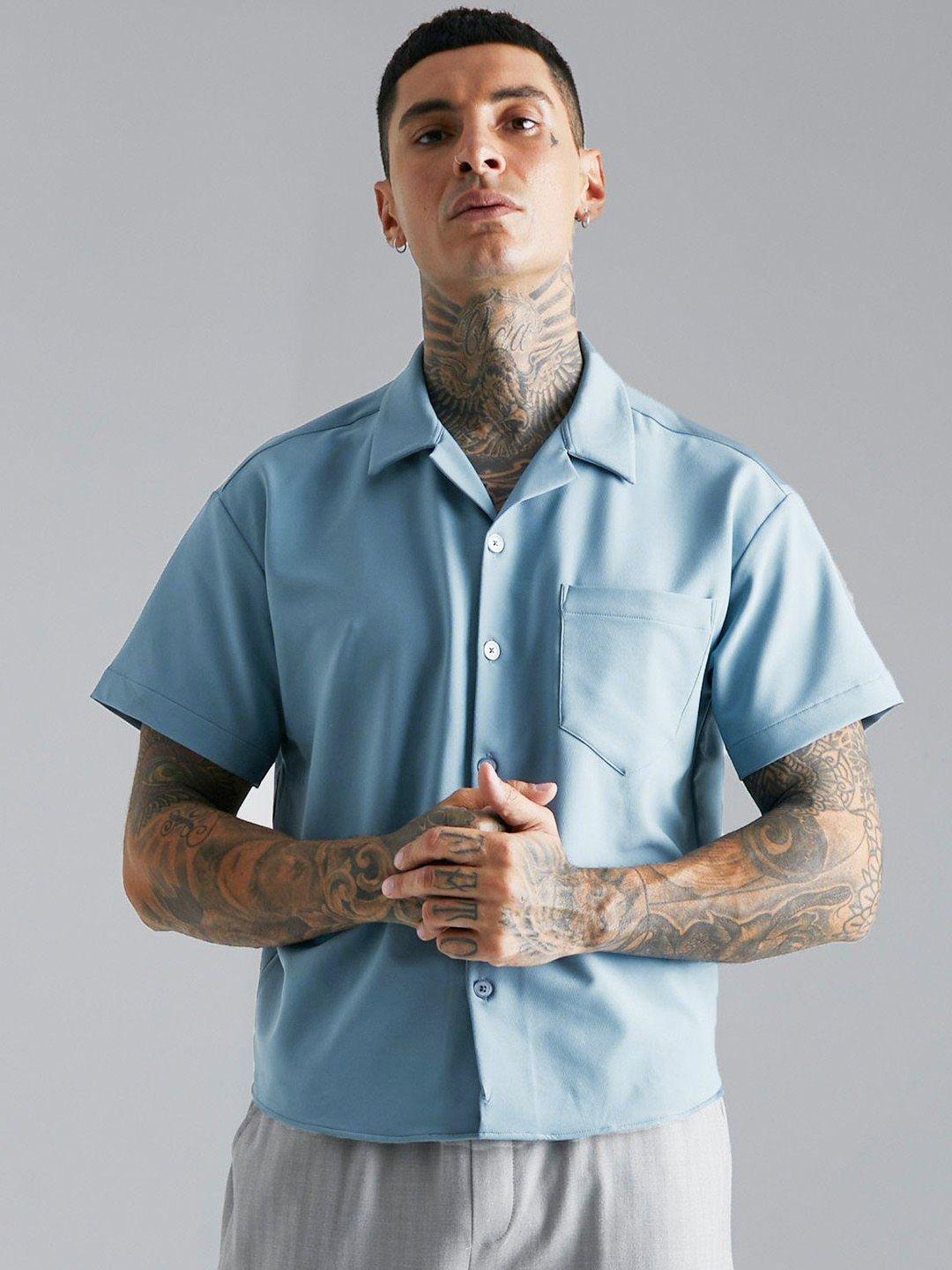 boohooman solid boxy fit casual shirt