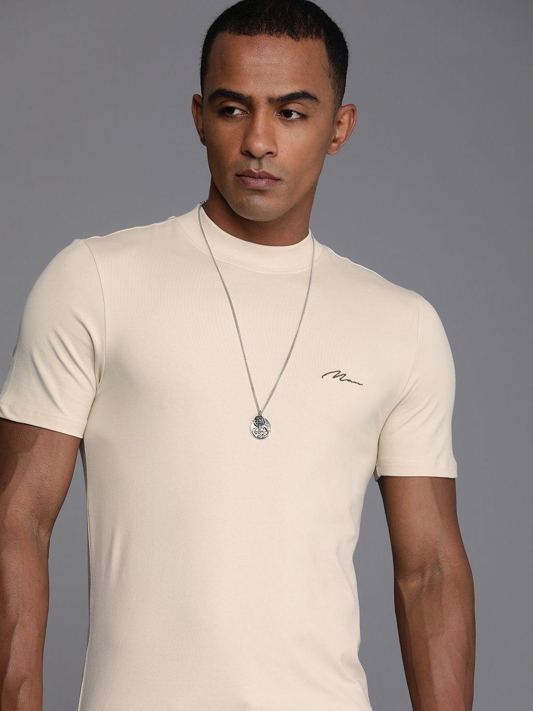 boohooman solid round neck casual t-shirt