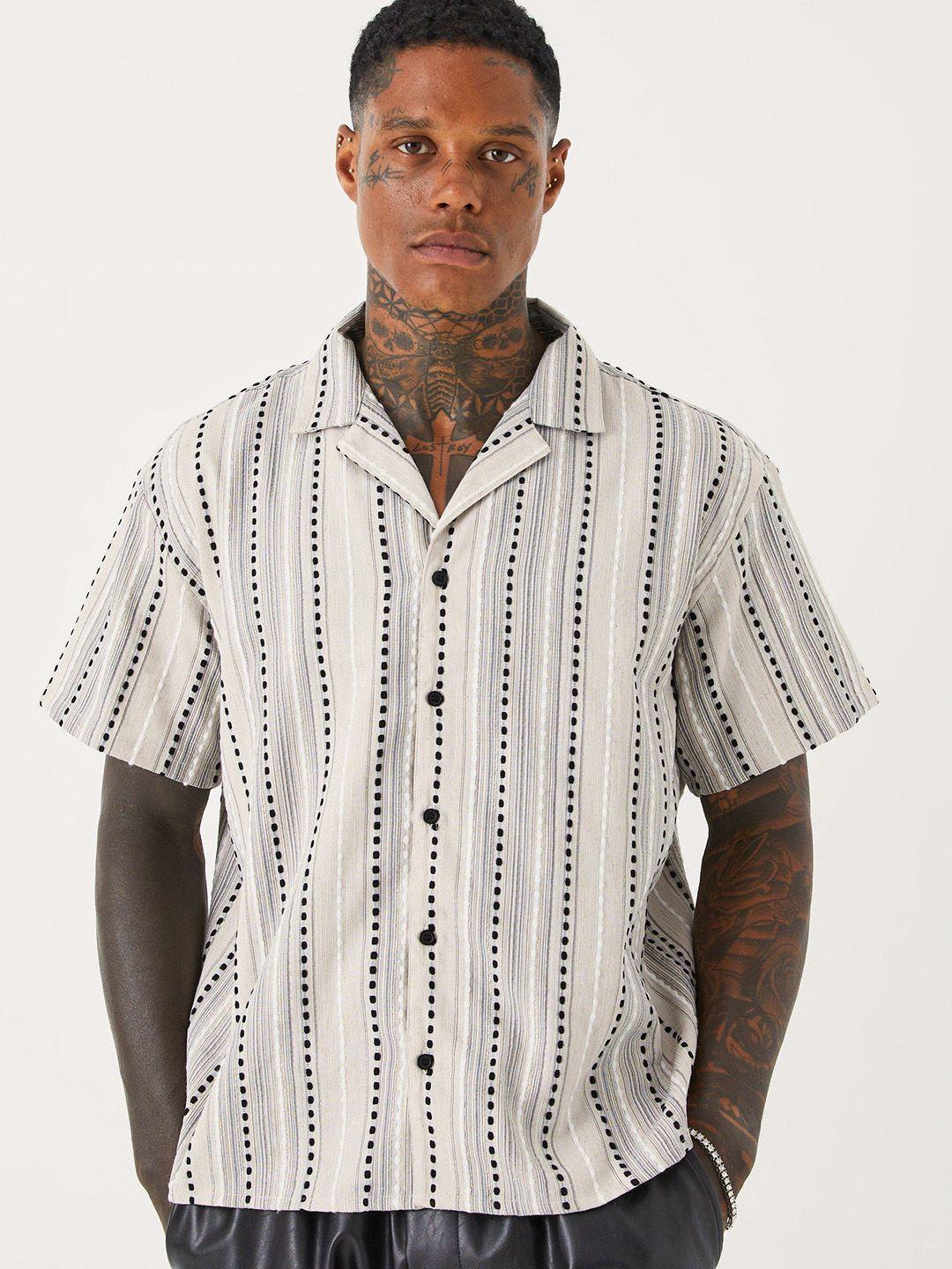 boohooman striped boxy casual shirt