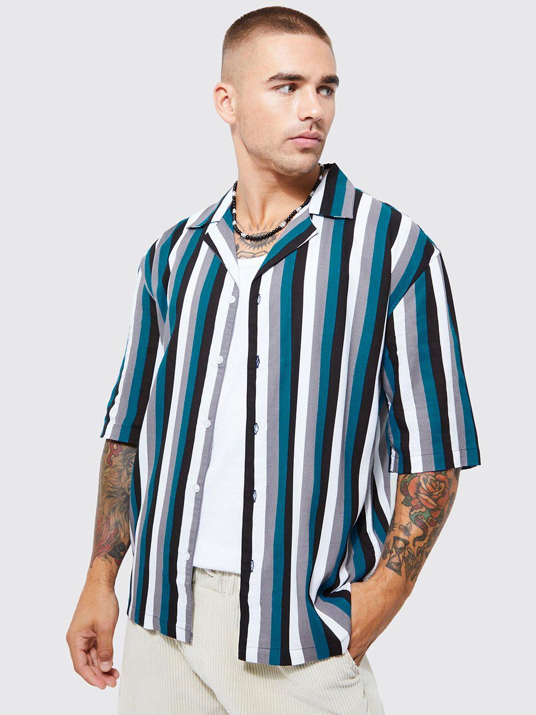 boohooman striped casual shirt