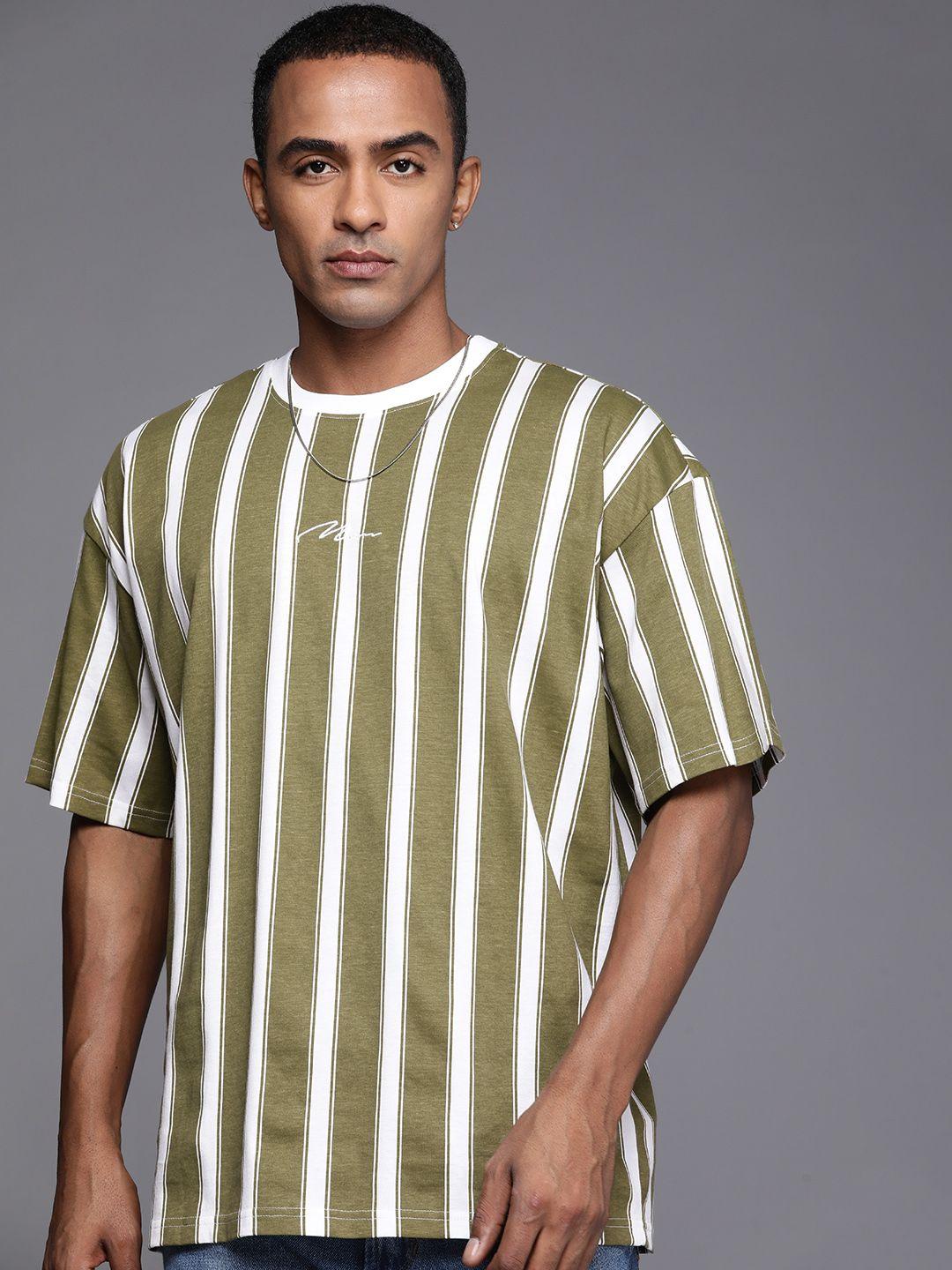 boohooman striped pure cotton oversized t-shirt