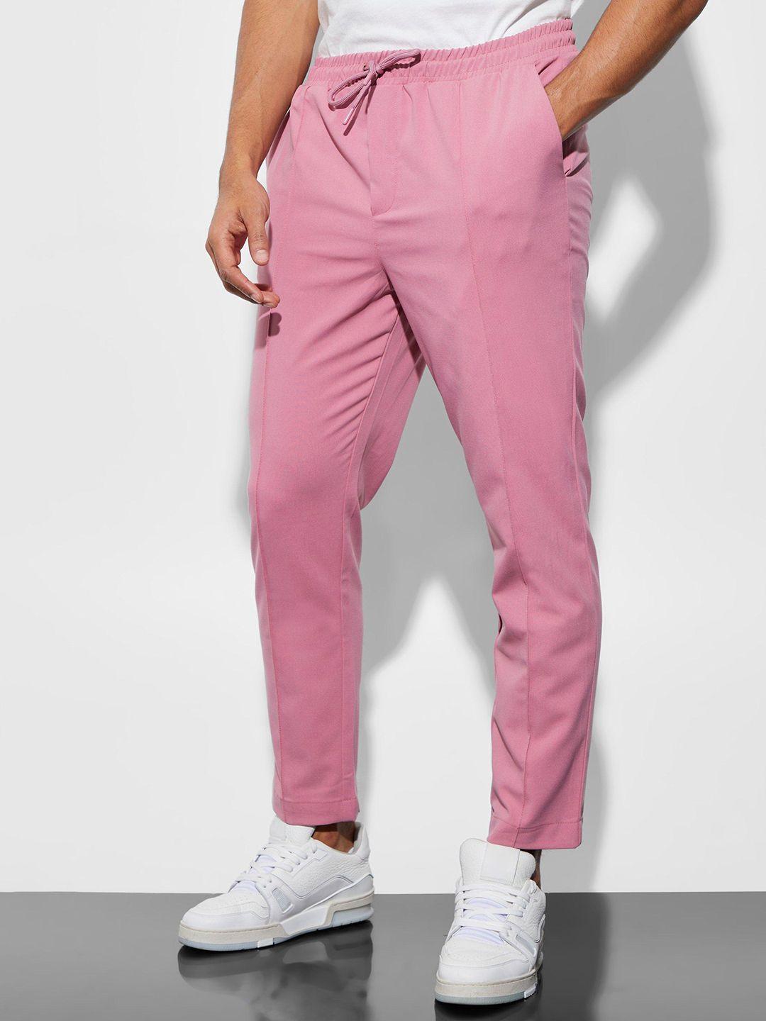boohooman tapered pintuck trousers