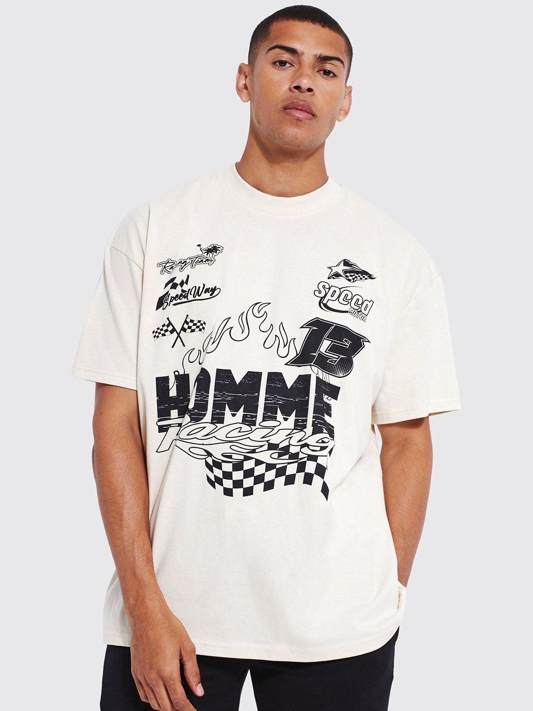 boohooman typography printed pure cotton oversized t-shirt