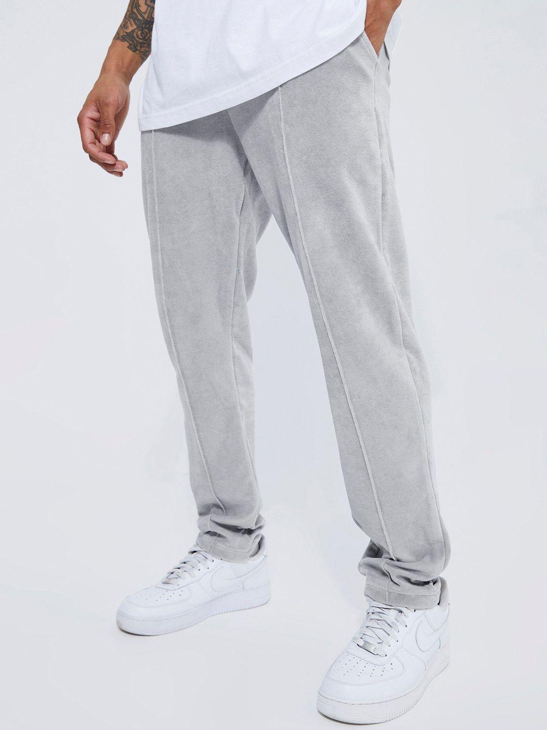 boohooman velvet finish skinny fit pintuck track pants