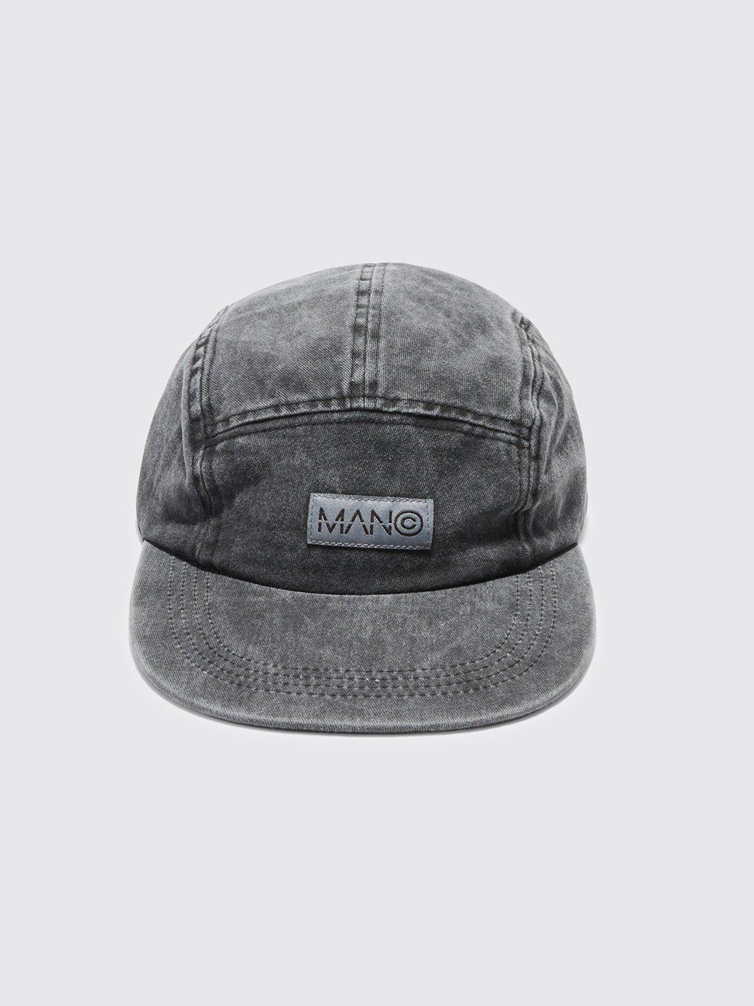 boohooman washed effect cotton 5-panel baseball cap