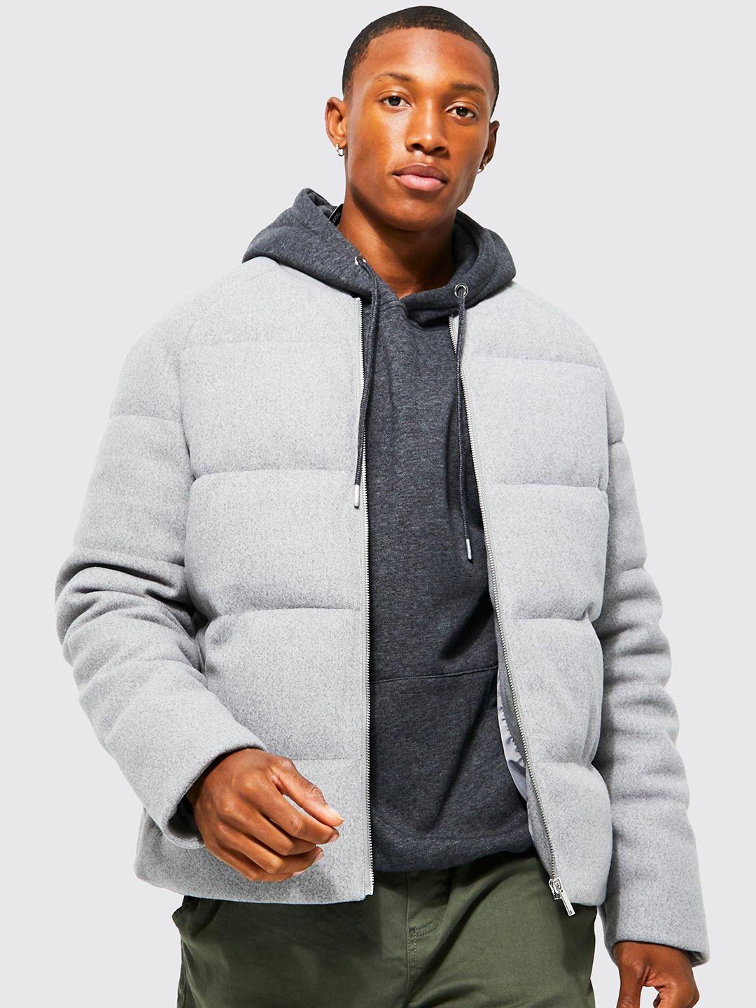 boohooman wool look padded jacket