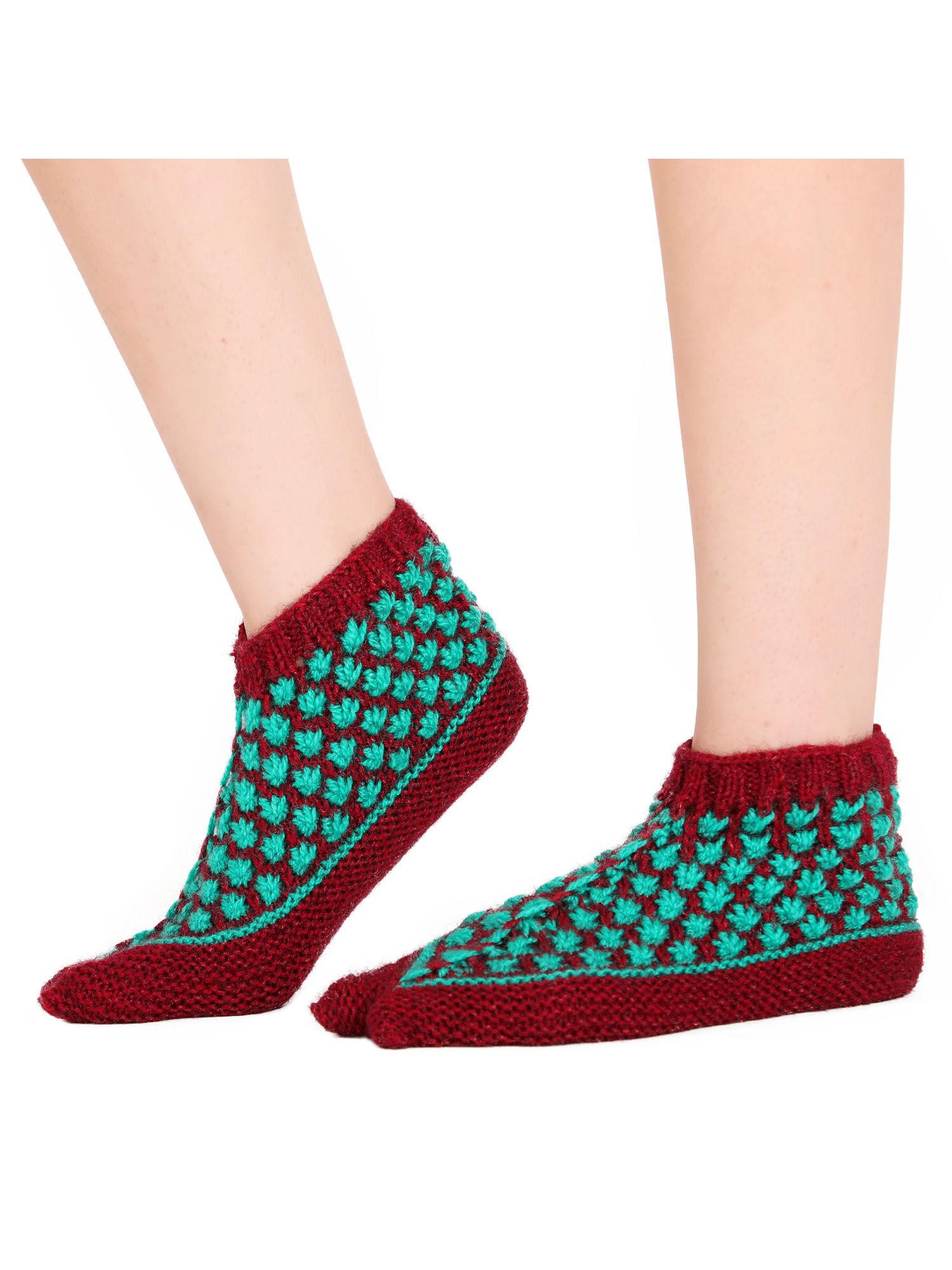 boot style handknitted woolen home thermal socks