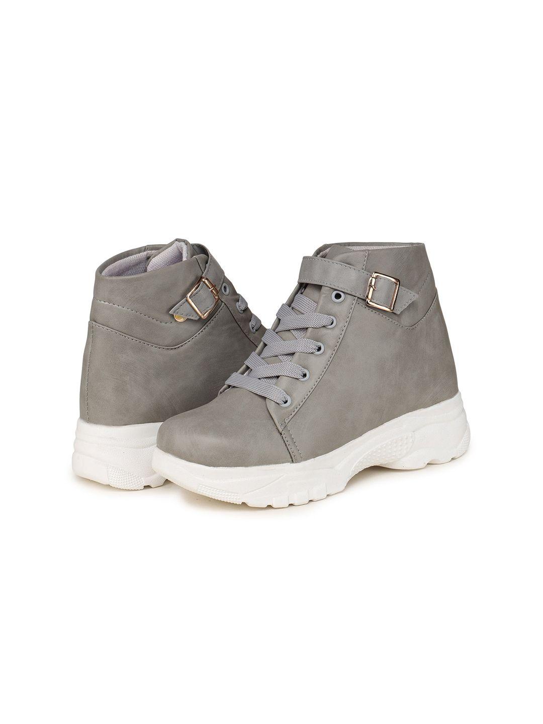 bootco women grey solid mid top boots