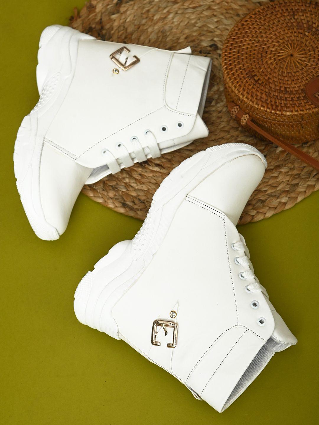 bootco women white solid casual boots