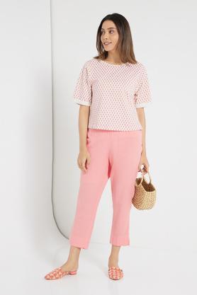 booti print cotton crop top - pink