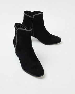 booties with fabric upper