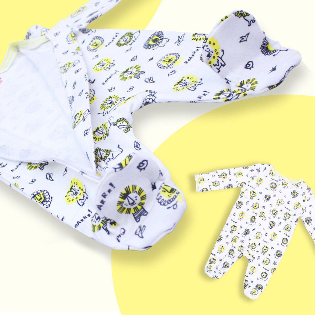 born babies cotton printed zipper romper-yellow