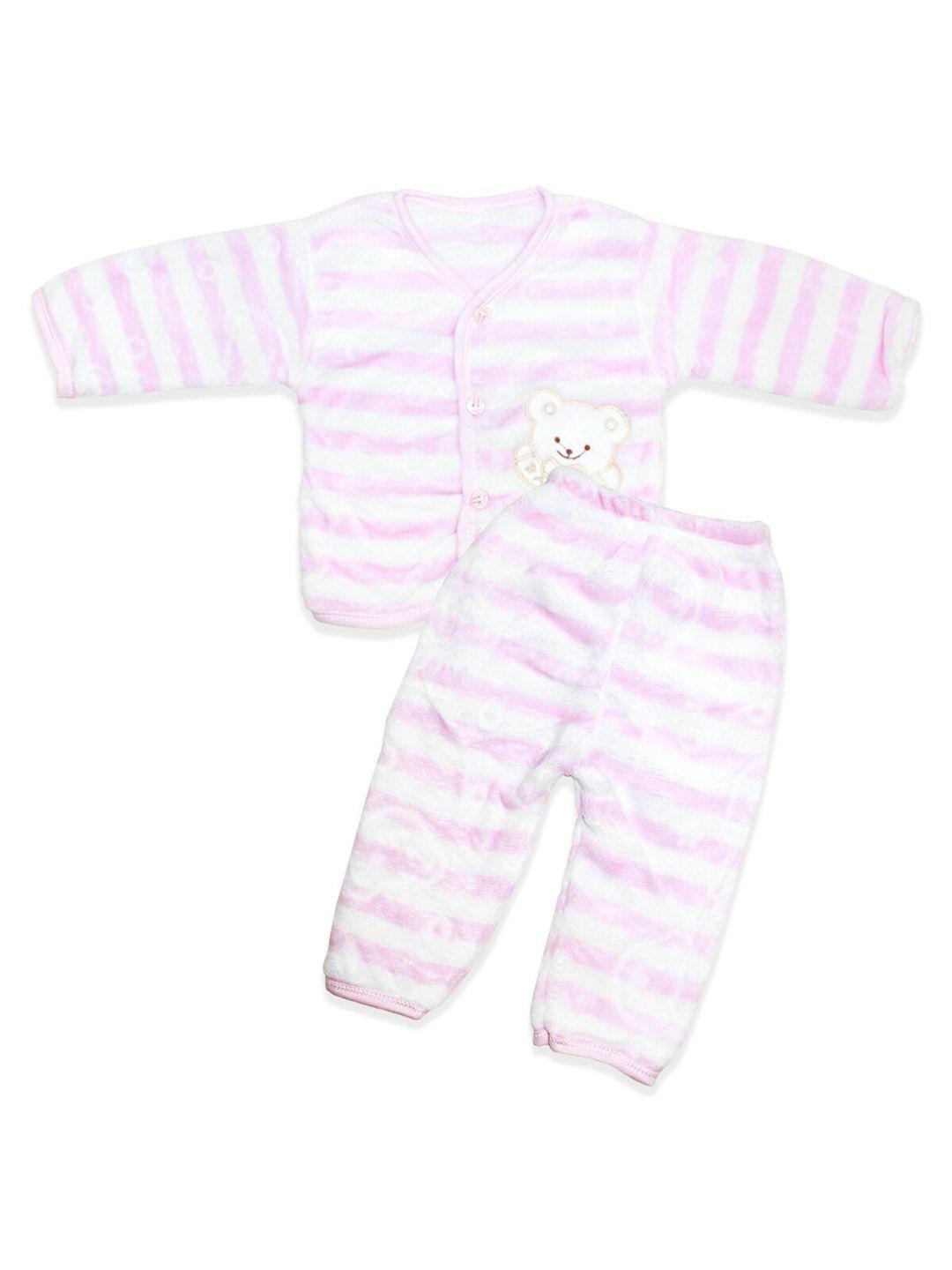 born babies unisex kids pink & white striped cardigan