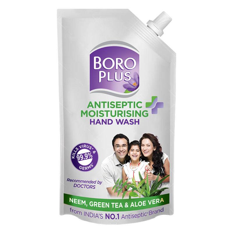 boroplus antiseptic + moisturising hand wash refill pouch with neem green tea & aloe vera