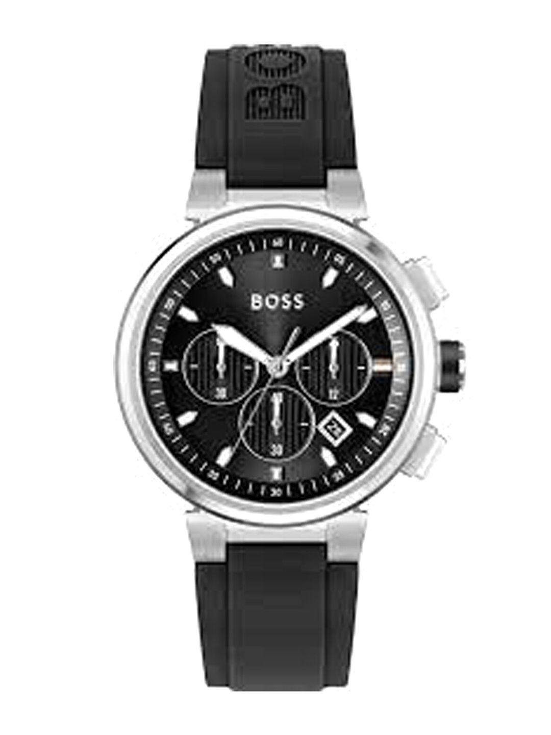 boss men brass textured dial & straps analogue chronograph watch 01513997