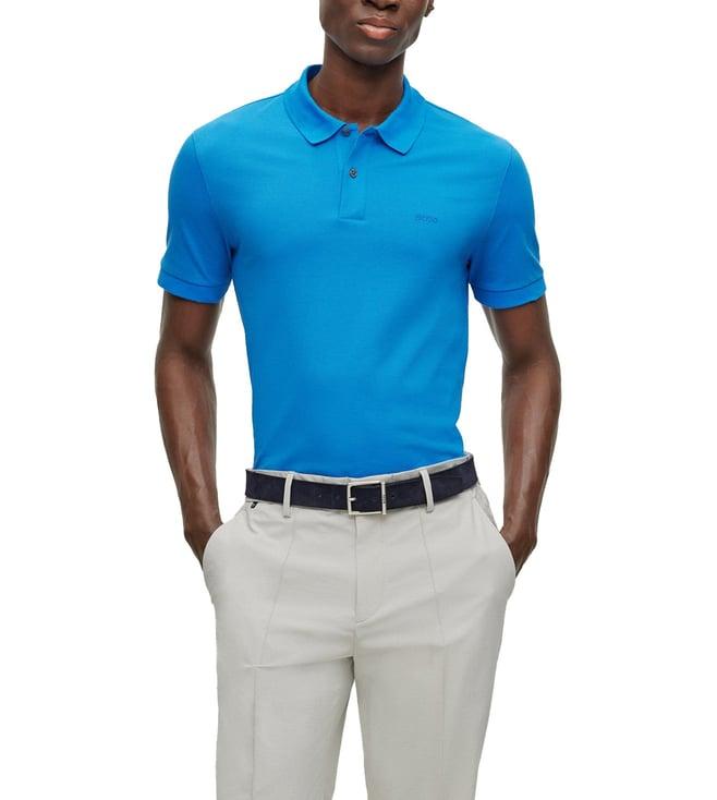 boss bright blue regular fit polo t-shirt