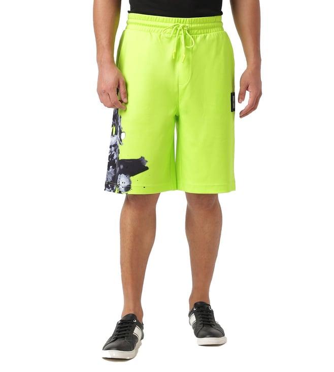 boss bright green printed regular fit shorts